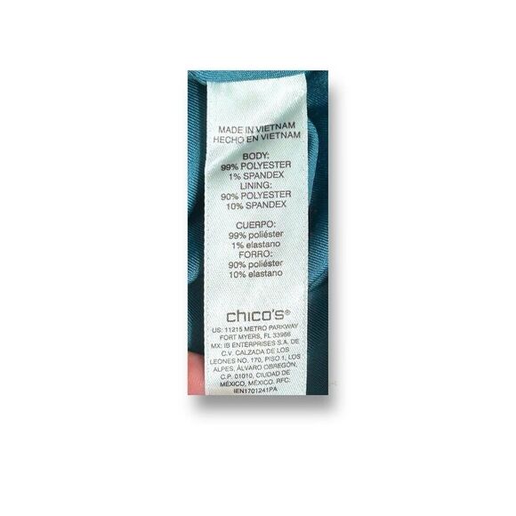 Chico’s Textured Knit Shift Midi Dress Teal V-Neck Boho Resort Beach Size XL 3 - Picture 2 of 9